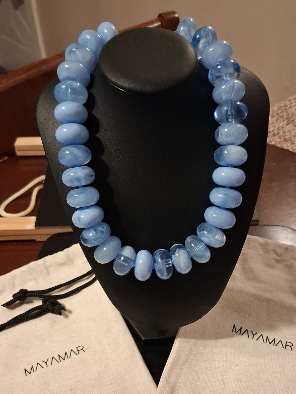 Blue Aventurine Gemstone Beaded Mayamar Necklace New